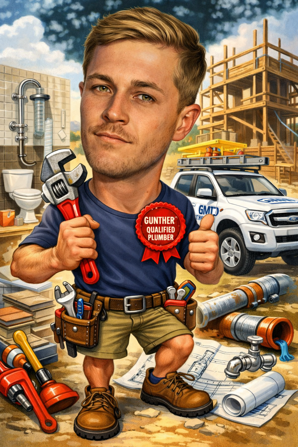 Gunther, GMD Construction's qualified plumber, ready to help